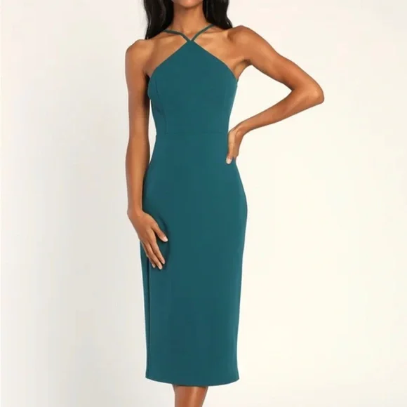 Lulus | Dresses | Teal Blue Backless Halter Midi Dress | Poshmark Lulus | Dresses | Teal Blue Backless Halter Midi Dress | Poshmark